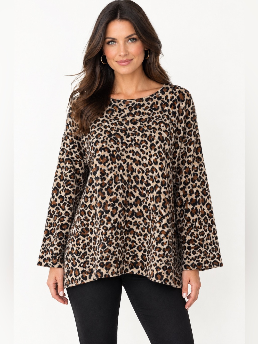 Weekend Max Mara L/XL Leopard-Print Pure New Wool Crewneck Pullover Sweater